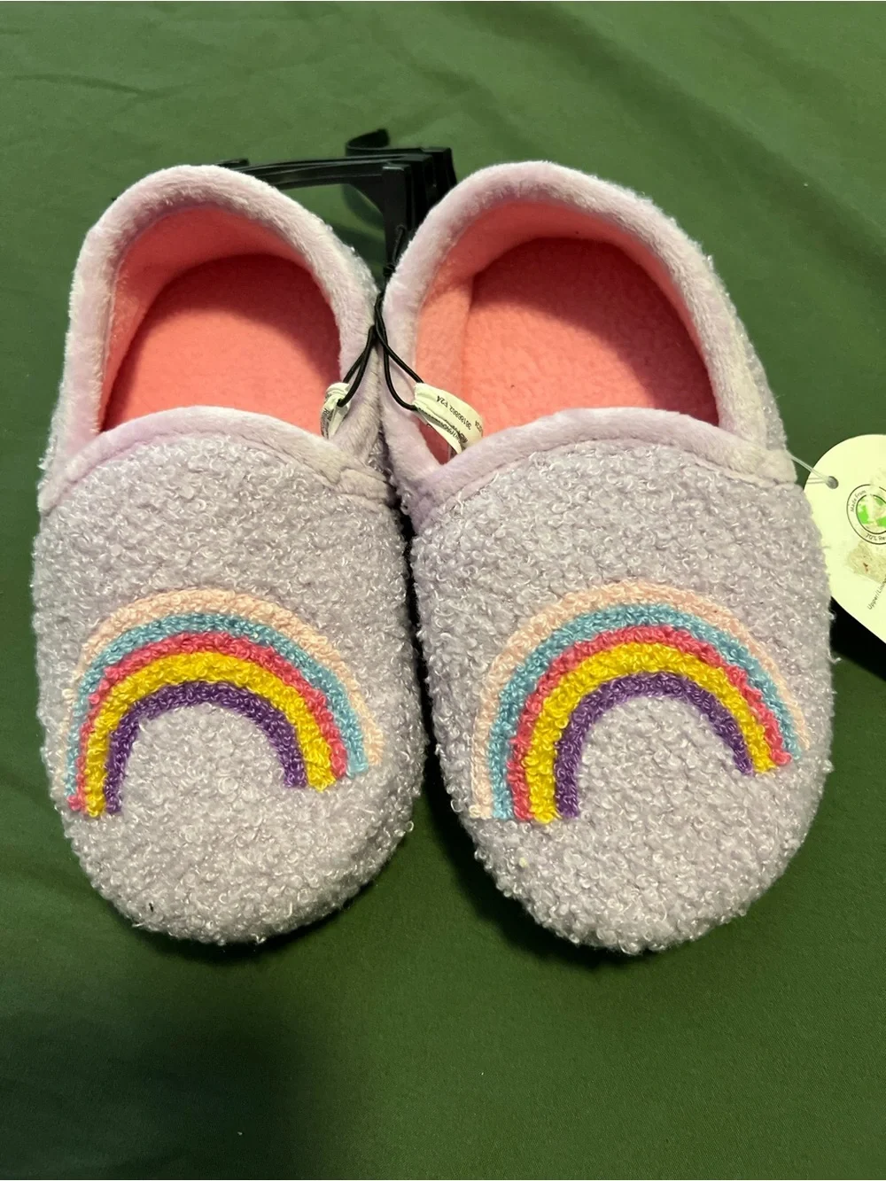 Wonder Nation Lavender Rainbow Kids' Slippers Size 9-10